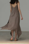 Marc Le Bihan suspender silk V-neck dress series 2192 bronze light maroon